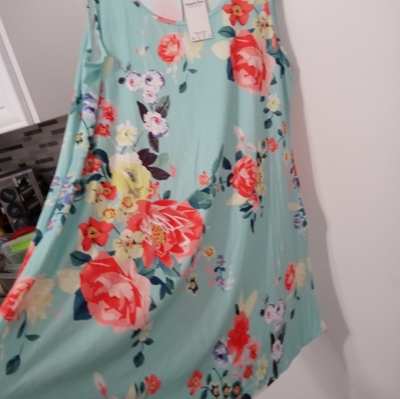 Simple Fun Bold Beautiful Floral Sleeveless Stretch Lounge Style Dress XXL - Picture 7 of 10